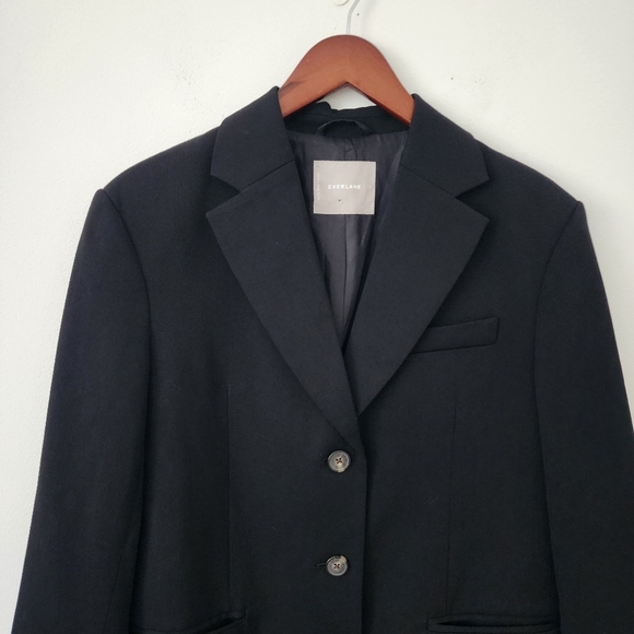 Everlane The 80s Blazer Padded Shoulder Oversized Single Breasted Work Black 2 - Picture 5 of 16